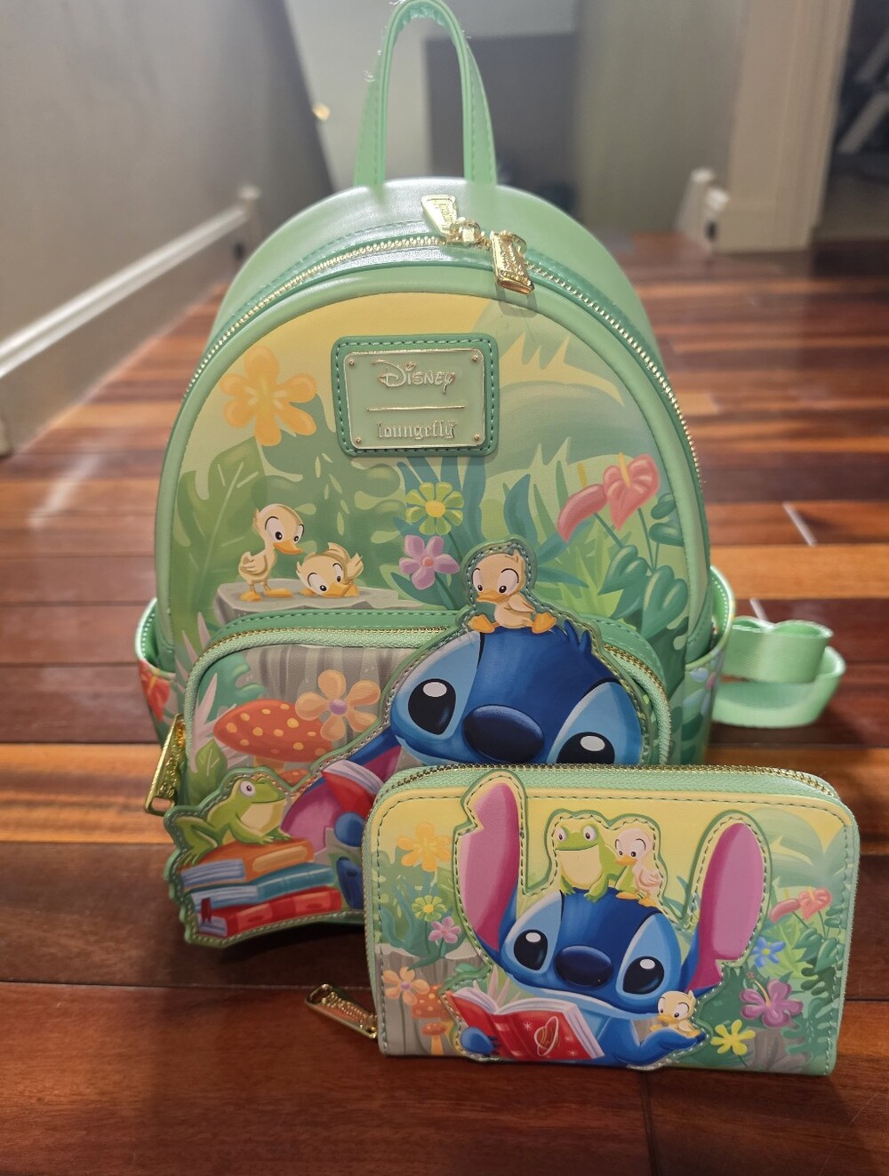 Disney Loungefly Stitch Reading Backpack and Wallet (Books-A-Million Exclusive)